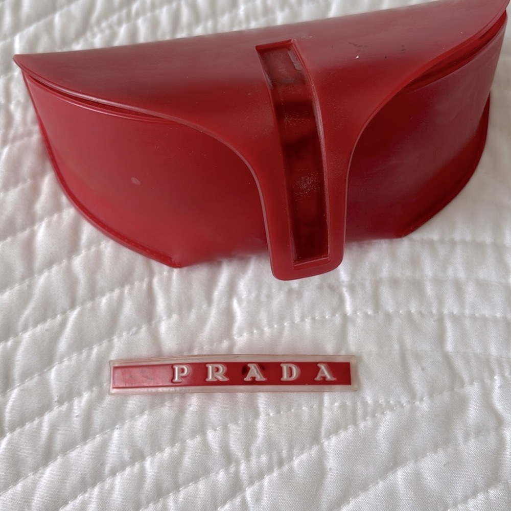 Prada Red Vintage Sunglasses Case rounded aviator large case - Picture 3 of 11